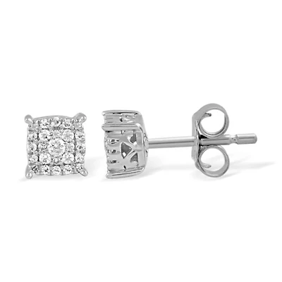 1/7 CTW Natural Diamond Cluster Stud Earrings in 10KT White Gold