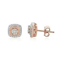 1/4 CTW Natural Diamond Halo Stud Earrings in 10KT Rose Gold