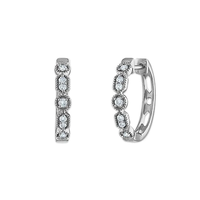 1/6 CTW Natural Diamond Hoop Earrings in 10KT White Gold