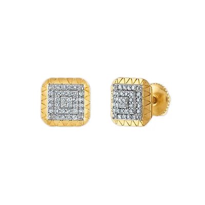 1/4 CTW Natural Diamond Fashion Stud Square Earrings in 10KT Yellow Gold
