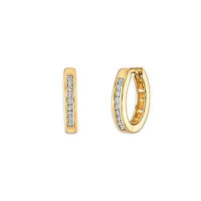 1/10 CTW Natural Diamond Huggie Earrings in 10KT Yellow Gold