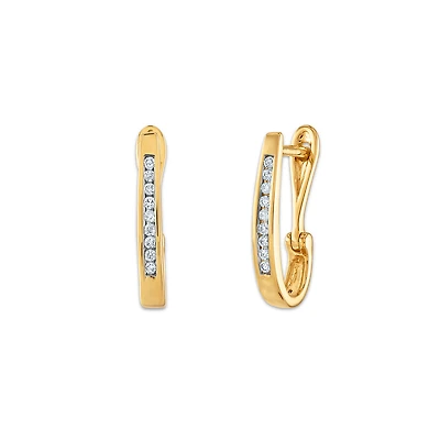 1/10 CTW Natural Diamond Hoop Earrings in 10KT Yellow Gold