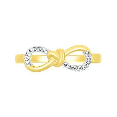 1/10 CTW Natural Diamond Infinity Ring in 10KT Yellow Gold