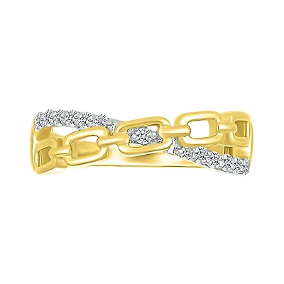 1/6 CTW Natural Diamond Fashion Link Ring in 10KT Yellow Gold