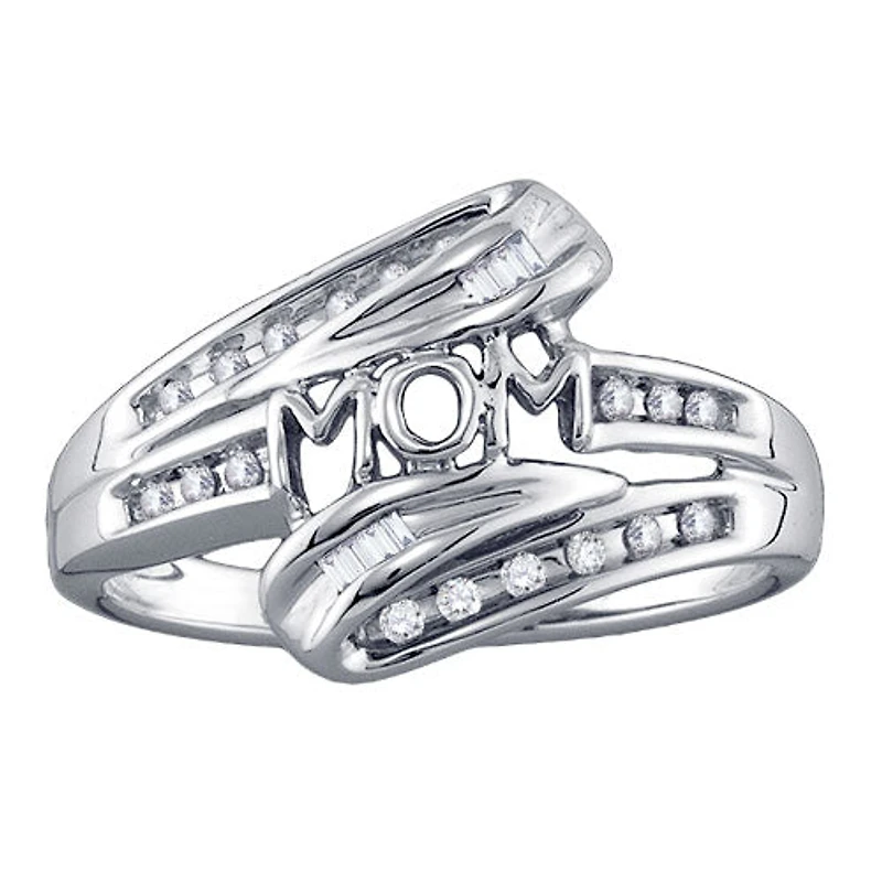 1/10 CTW Natural Diamond Mom Ring in 10KT White Gold