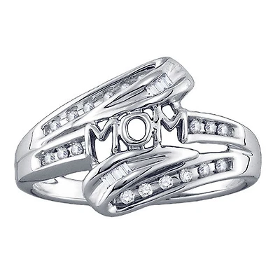 1/10 CTW Natural Diamond Mom Ring in 10KT White Gold