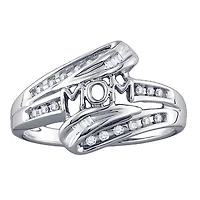 1/10 CTW Natural Diamond Mom Ring in 10KT White Gold