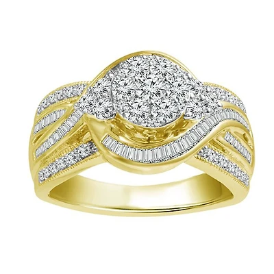 1 CTW Natural Diamond Ring in 10KT Yellow Gold