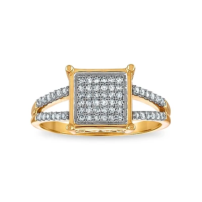 1/5 CTW Natural Diamond Cluster Ring in 10KT Yellow Gold