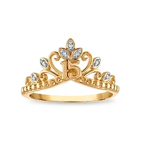 Diamond Accent Quinceanera Crown Ring in 10KT Yellow Gold