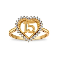 1/12 CTW Natural Diamond Quinceanera Heart Ring in 10KT Yellow Gold