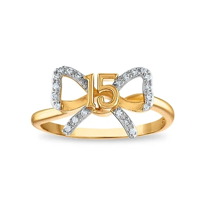 1/16 CTW Natural Diamond Quinceanera Ring in 10KT Yellow Gold