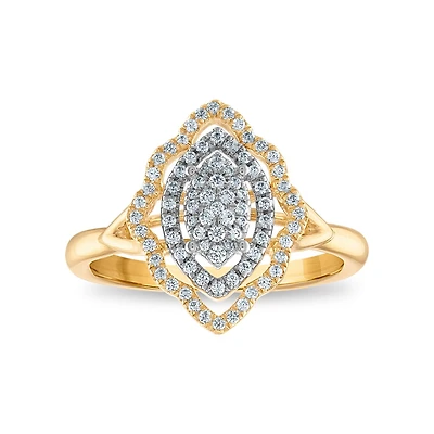 1/3 CTW Natural Diamond Halo Fashion Ring in 10KT Yellow Gold