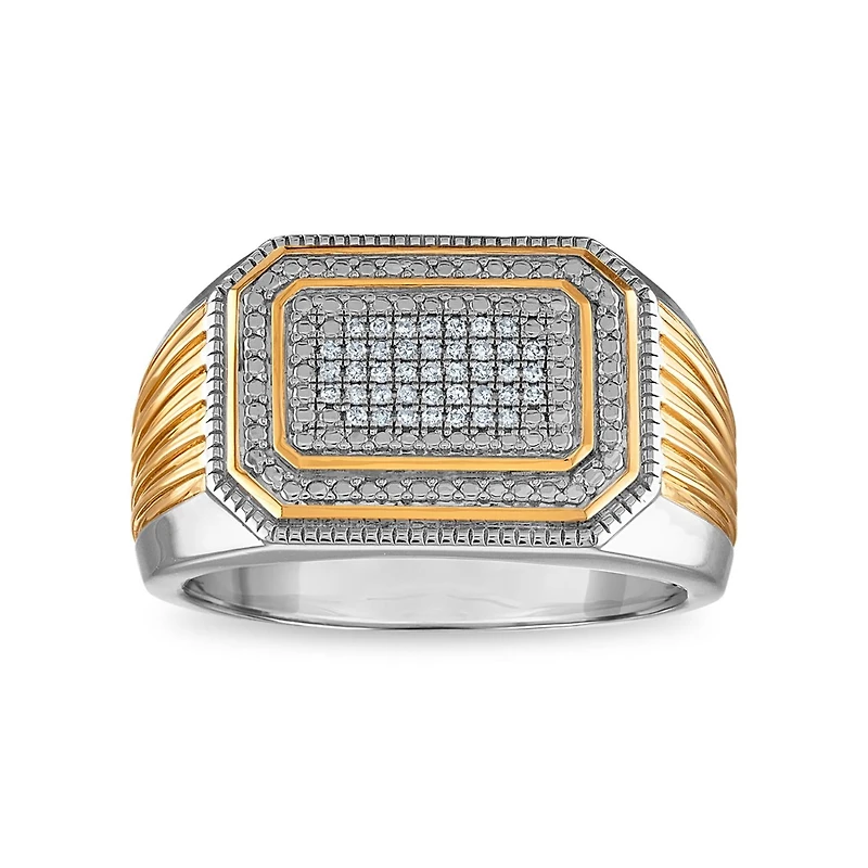 1/10 CTW Natural Diamond Cluster Ring in Two-Tone Sterling Silver