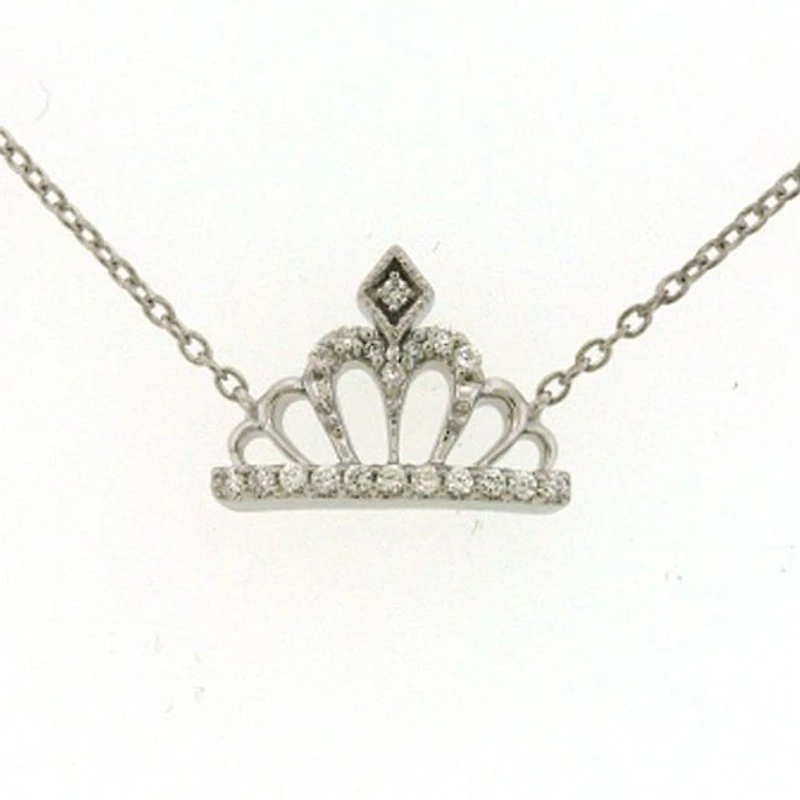1/10 CTW Natural Diamond Tiara Crown Necklace in Sterling Silver