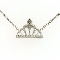 1/10 CTW Natural Diamond Tiara Crown Necklace in Sterling Silver
