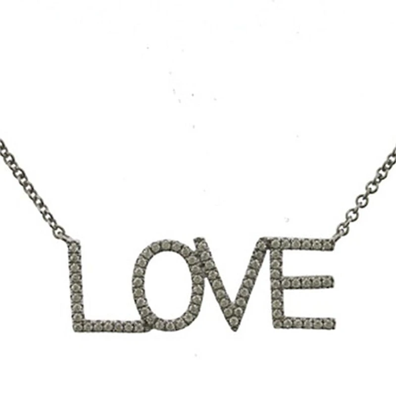 1/4 CTW Natural Diamond Love 18-inch Necklace in 14KT White Gold