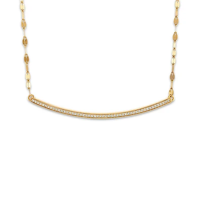 1/7 CTW Natural Diamond Curved Bar Necklace in 10KT Yellow Gold