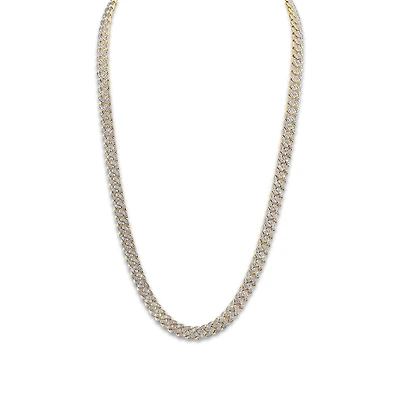 Luxe Layers 1 CTW Natural Diamond Cuban Link 24-inch Chain in Yellow Gold Plated Sterling Silver, sub_class:SC2519-Gold Plated Silver Chain