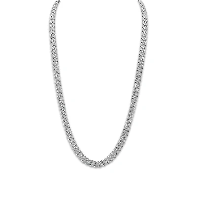 Luxe Layers 1 CTW Natural Diamond Cuban Link 24-inch Chain in Rhodium Plated Sterling Silver
