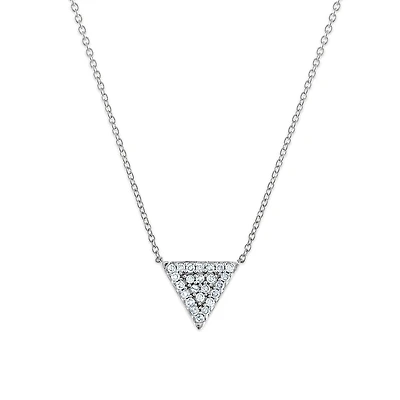 1/4 CTW Natural Diamond Fashion Triangle Shaped 18-inch Necklace in 10KT White Gold