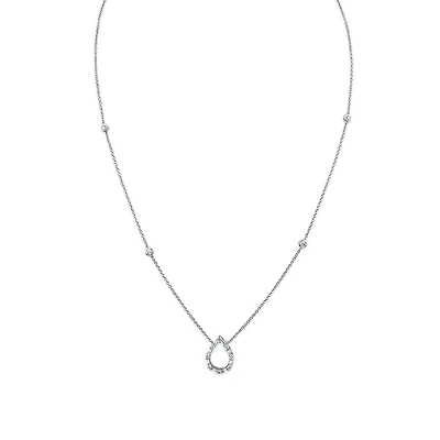 1/4 CTW Natural Diamond Fashion Pear Shape 18-inch Necklace in 10KT White Gold