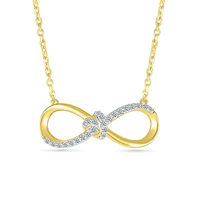 1/6 CTW Natural Diamond Infinity 17.5-inch Necklace in 10KT Yellow Gold