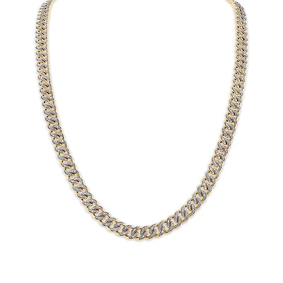 Luxe Layers 1/2 CTW Natural Diamond Cuban Link 24-inch Chain in Yellow Gold Plated Sterling Silver