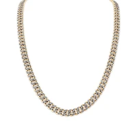 Luxe Layers 1/2 CTW Natural Diamond Cuban Link 24-inch Chain in Yellow Gold Plated Sterling Silver