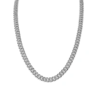 Luxe Layers 1/2 CTW Natural Diamond Cuban Link 24-inch Chain in Rhodium Plated Sterling Silver