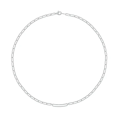 1/5 CTW Natural Diamond Fashion 17-inch Necklace in Rhodium Plated Sterling Silver