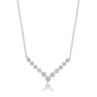 1/2 CTW Natural Diamond Fashion 18-inch Necklace in Rhodium Plated Sterling Silver