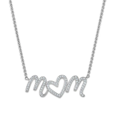 1/5 CTW Natural Diamond 18-inch Mom Pendant in Sterling Silver