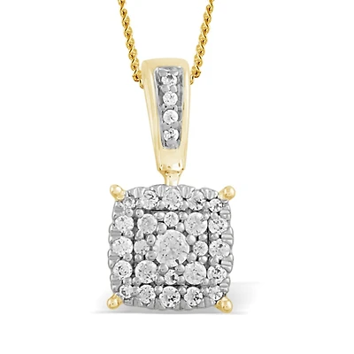 1/7 CTW Natural Diamond Cluster 18-inch Pendant in 10KT Yellow Gold