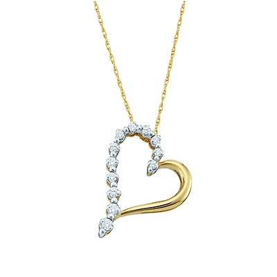 1/7 CTW Natural Diamond Heart 18-inch Pendant in 10KT Yellow Gold