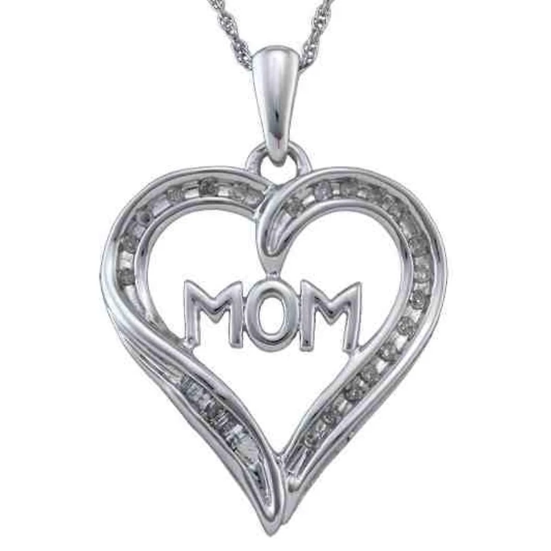 1/10 CTW Natural Diamond Mom 18-inch Pendant in 10KT White Gold