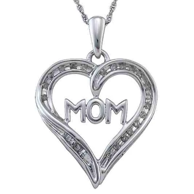 1/10 CTW Natural Diamond Mom 18-inch Pendant in 10KT White Gold