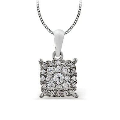 1/2 CTW Natural Diamond Cluster 18-inch Pendant in 10KT White Gold