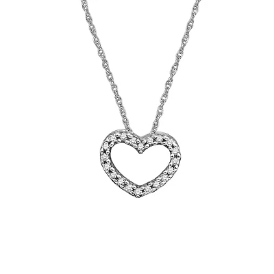 1/12 CTW Natural Diamond Heart 18-inch Pendant in 10KT White Gold