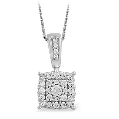 1/7 CTW Natural Diamond Cluster 18-inch Pendant in 10KT White Gold