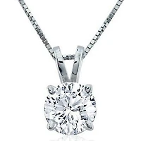 1/2 CTW Natural Diamond Solitaire 18-inch Pendant in 14KT White Gold