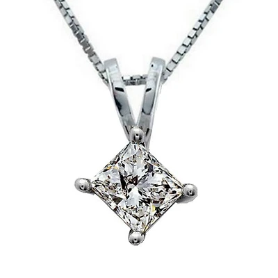 1/2 CTW Natural Diamond Solitaire 18-inch Pendant in 14KT White Gold