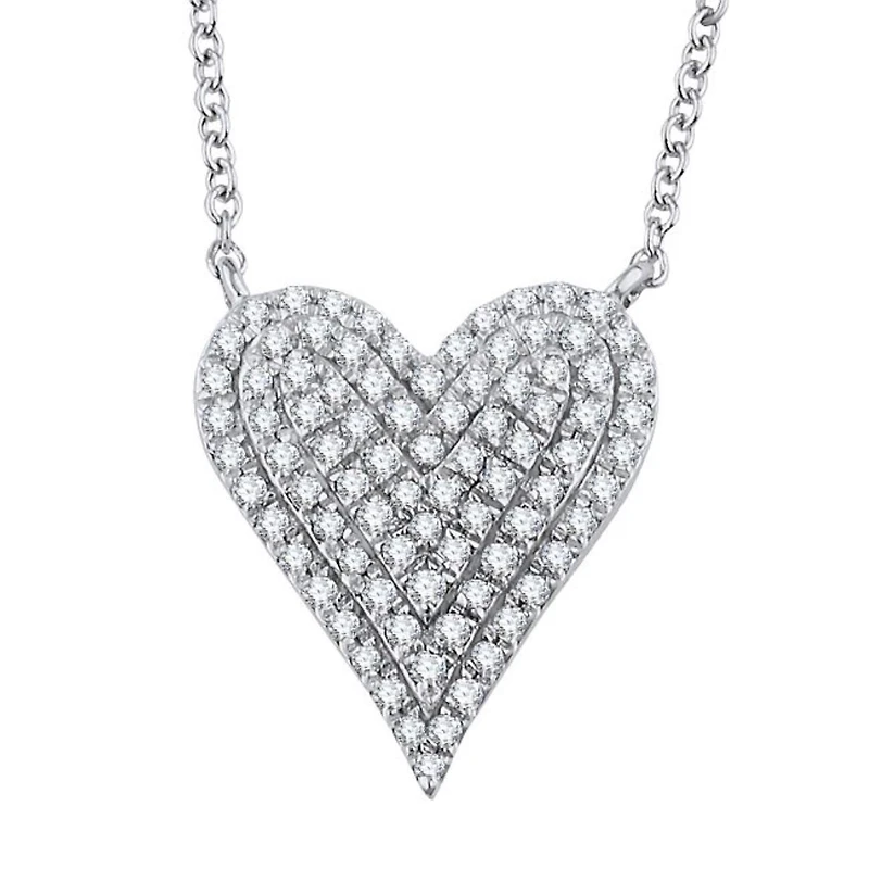 1/4 CTW Natural Diamond Heart 18-inch Pendant in 10KT White Gold