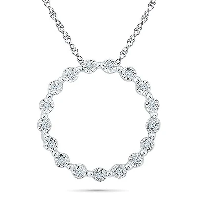 1/20 CTW Natural Diamond Circle 18-inch Pendant in Sterling Silver