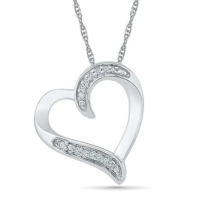 1/50 CTW Natural Diamond Heart 18-inch Pendant in 10KT White Gold