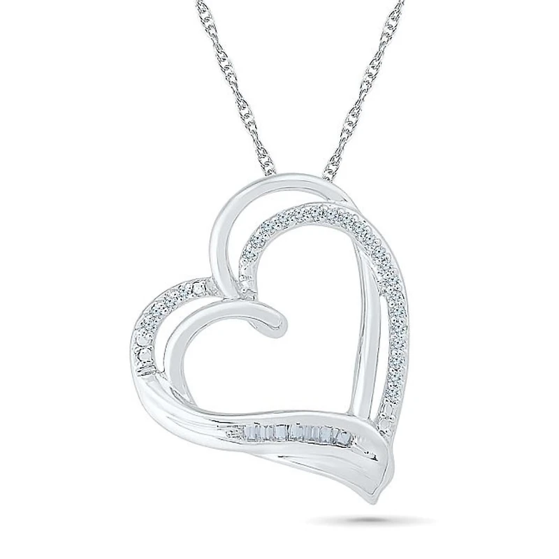 1/10 CTW Natural Diamond Heart 18-inch Pendant in 10KT White Gold