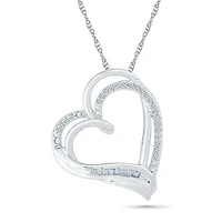 1/10 CTW Natural Diamond Heart 18-inch Pendant in 10KT White Gold