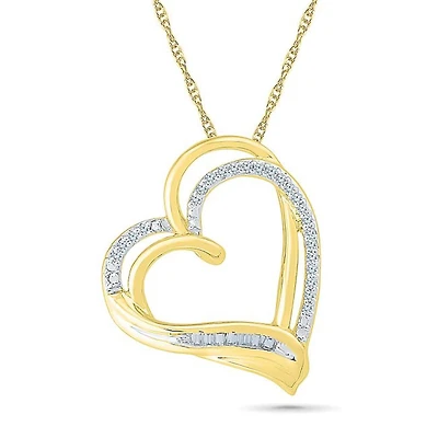 1/10 CTW Natural Diamond Heart 18-inch Pendant in 10KT Yellow Gold
