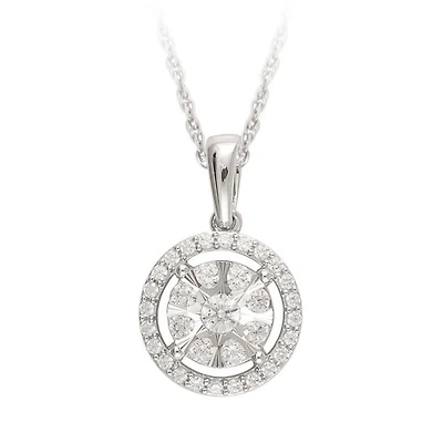 1/2 CTW Natural Diamond Halo 18-inch Pendant in 10KT White Gold