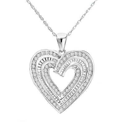 1/2 CTW Natural Diamond Heart Pendant in Sterling Silver